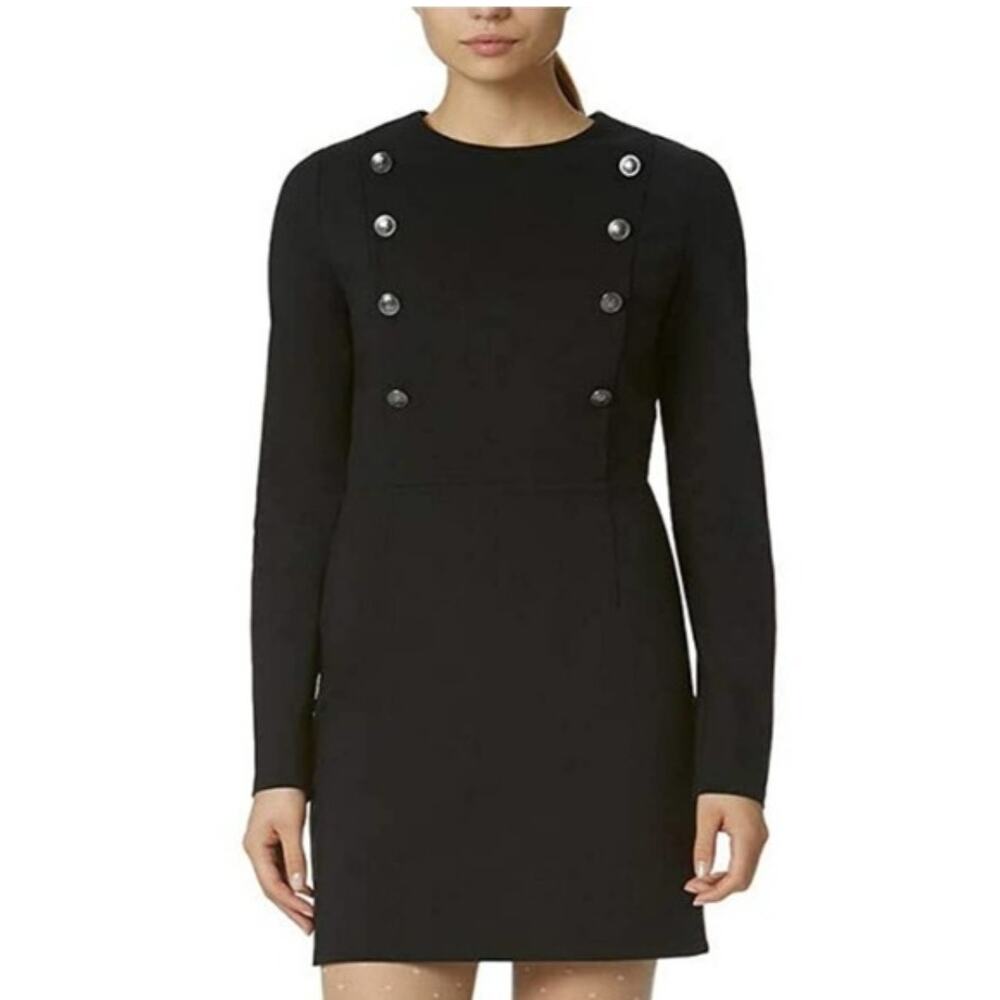 Anthropologie Avec Les Filles Black Nautical Button Ponte Mini Sheath Dress XL